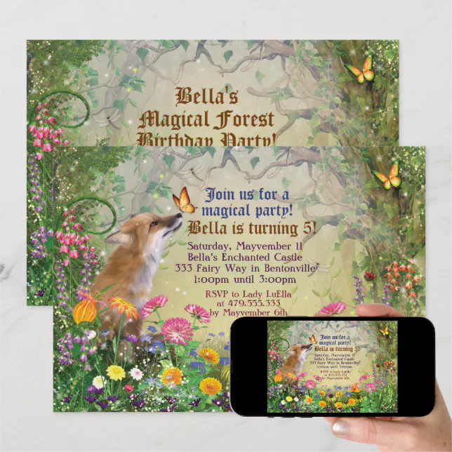 Magical Fox Forest Party Invitation | Zazzle