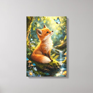 Magical fox in an enchanted forest canvas print