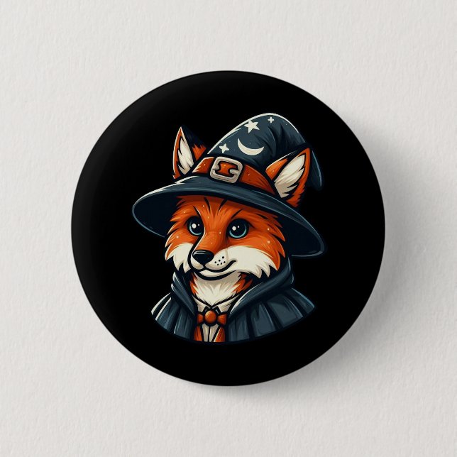 Magical Fox - Wizard Fantasy Button (Front)