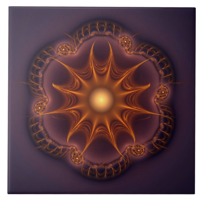 Magical fractal fairy mystical pattern ceramic tile (Front)
