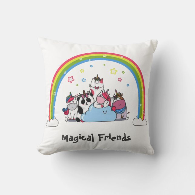 Magical Friends Throw Pillow (Front)