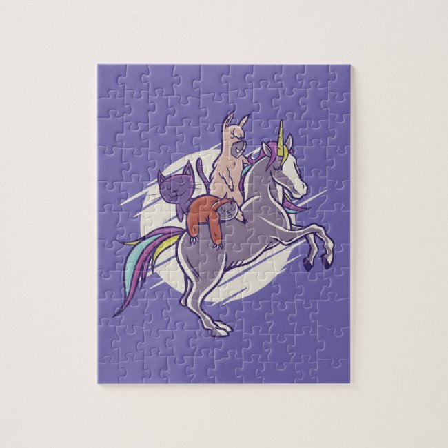 Magical Friends |Unicorn Alpaca Kitten Sloth Jigsaw Puzzle