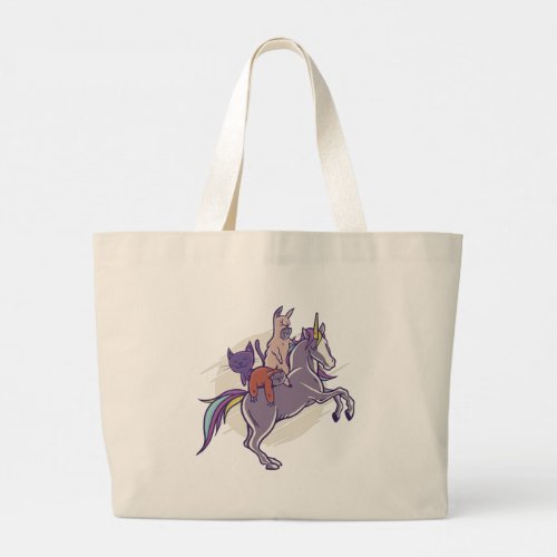 Magical Friends |Unicorn Alpaca Kitten Sloth Large Tote Bag