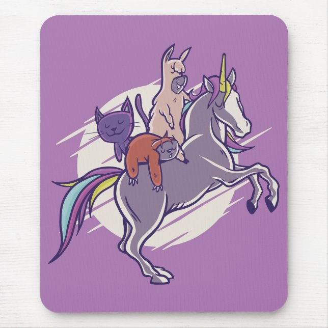 Magical Friends |Unicorn, Alpaca, Kitten, Sloth Mouse Pad (Front)