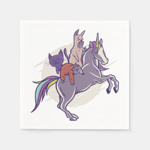 Magical Friends  Unicorn, Alpaca, Kitten, Sloth Napkins