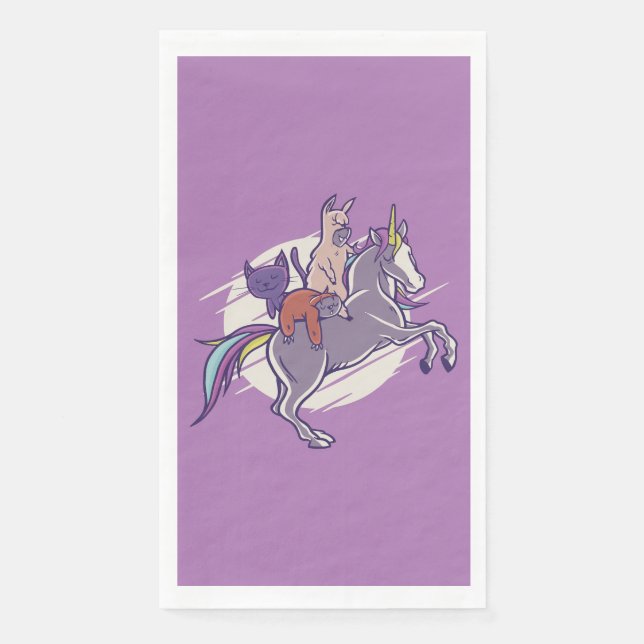 Magical Friends |Unicorn, Alpaca, Kitten, Sloth Paper Guest Towels (Front)