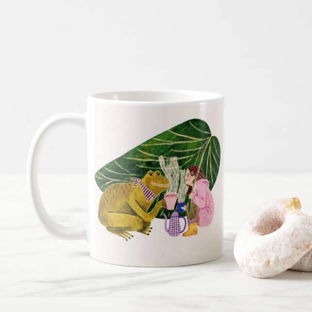Magical Frog & Girl Coffee Mug – Cozy Kind_Ones (With Donut)