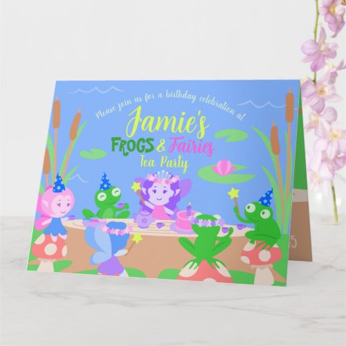 Magical Frogs  Fairies Tea Party Birthday Card