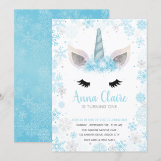 Magical Frozen Unicorn | Girl Birthday Invitation