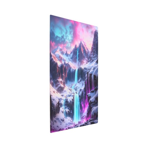 Magical frozen waterfall metal print
