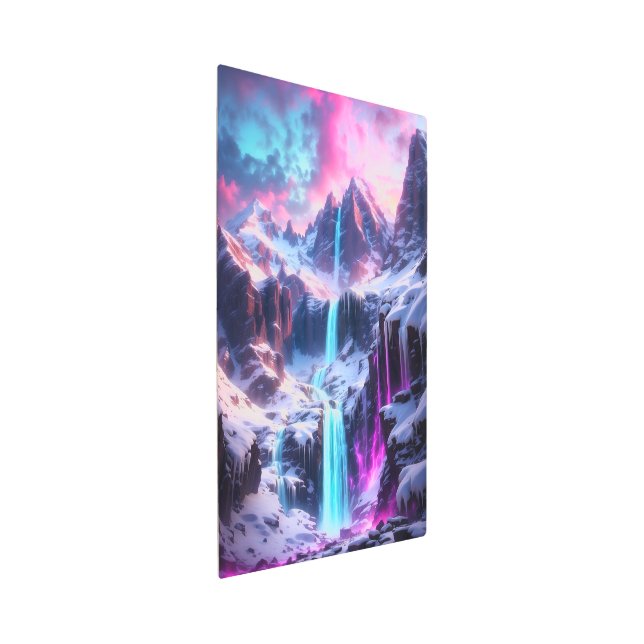 Magical frozen waterfall metal print (3/4)
