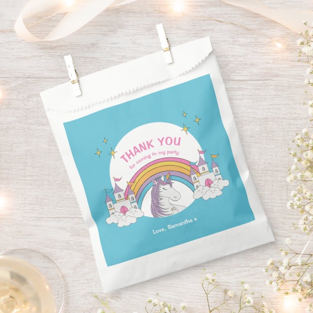 Magical Fun Girls Unicorn Birthday Party Thank You Favor Bag (Clipped)