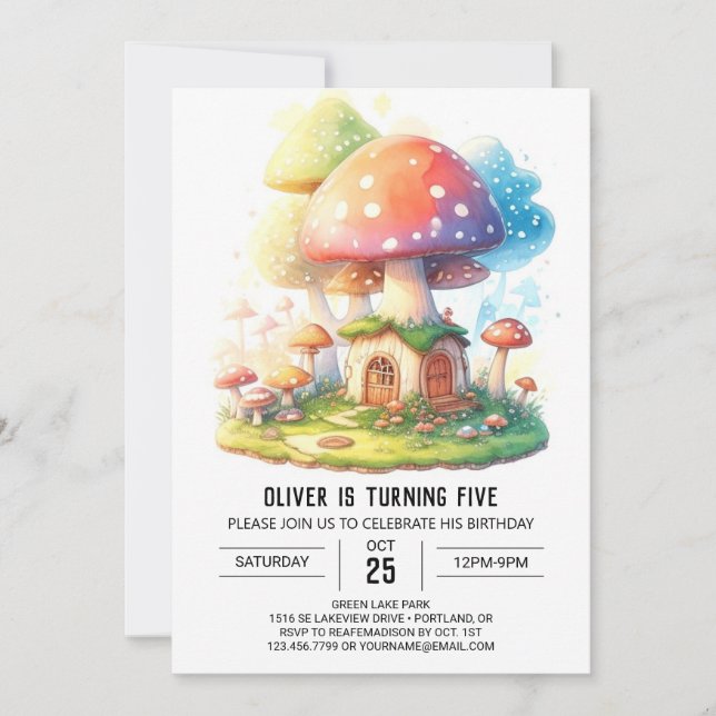 Magical Fungi Toadstool Birthday Invitation (Front)