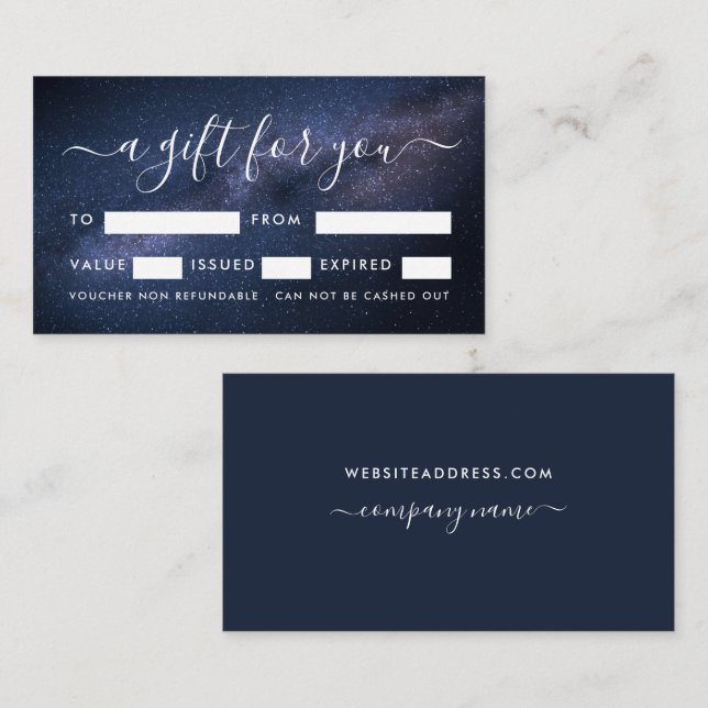 Magical Galaxy Gift Certificate Cards (Front/Back)