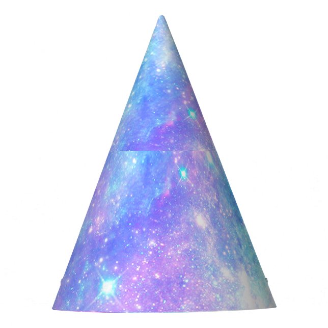 Magical Galaxy: Pink Blue Star Print Party Hat (Front)