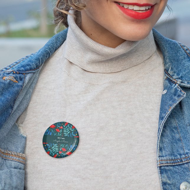 Magical garden - dark teal and red button (Creator Uploaded)