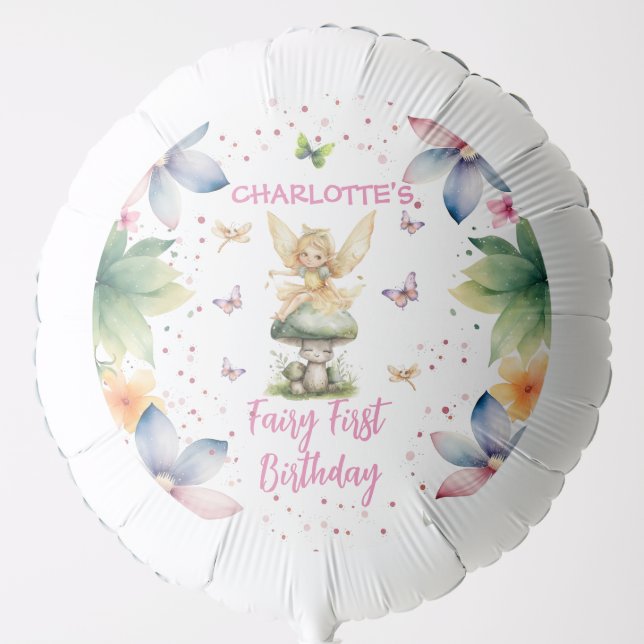 Magical Garden Fairy 1st Birthday  Balloon (Front)