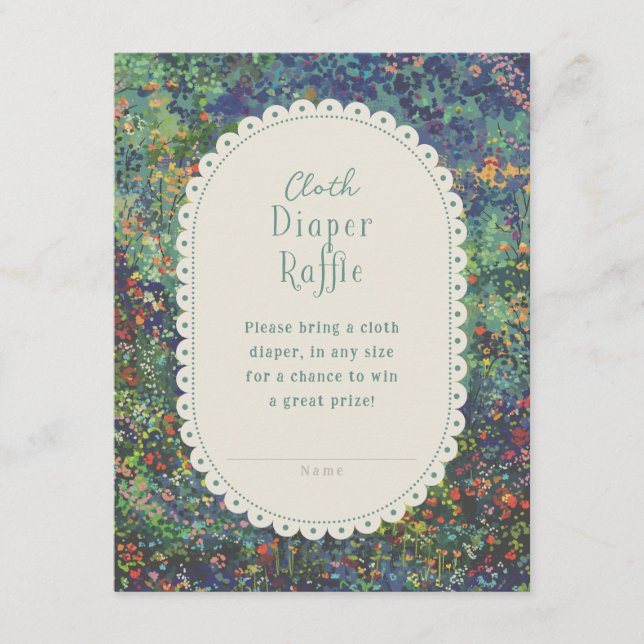 Magical Garden Painted Baby Shower Diaper Raffle Enclosure Card (Front)
