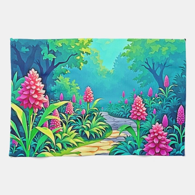 Magical Garden Path Design Kitchen Towel (Horizontal)