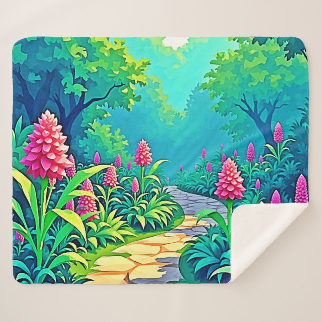 Magical Garden Path Design Sherpa Blanket (Front (Horizontal))