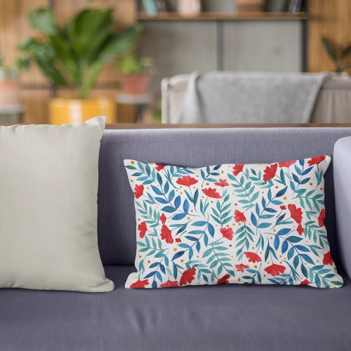 Magical garden _ red and turquoise accent pillow