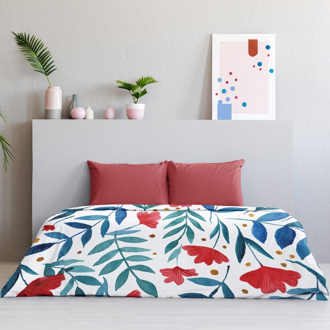Magical garden - red and turquoise duvet cover (Creator Uploaded)