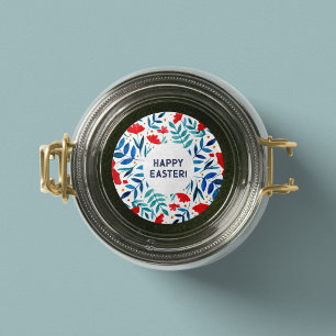 Magical garden - red and turquoise Easter Sticker