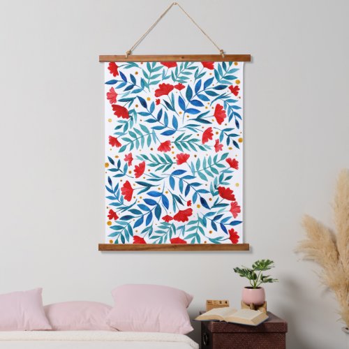 Magical garden _ red and turquoise hanging tapestry