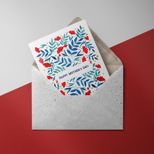 Magical garden red and turquoise Mothers Day Card
