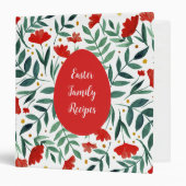Magical garden watercolor flowers in red and green 3 ring binder (Front/Inside)