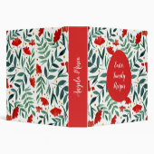 Magical garden watercolor flowers in red and green 3 ring binder (Background)