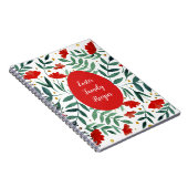 Magical garden watercolor flowers in red and green notebook (Right Side)