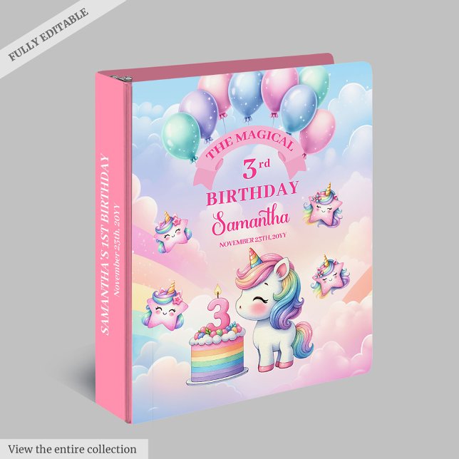 Magical Girl 3rd Birthday Unicorn Rainbow Binder (Magical Girl 3rd Birthday Unicorn Rainbow Binder)