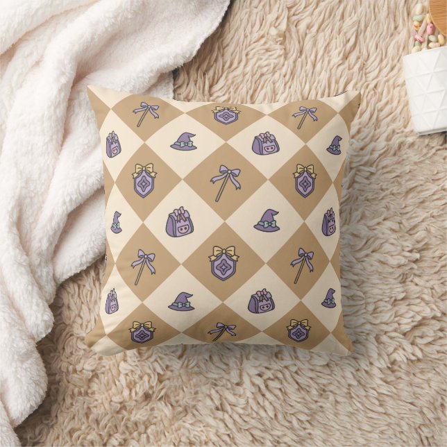 Magical Girl Gold Checkered Throw Pillow (Blanket)