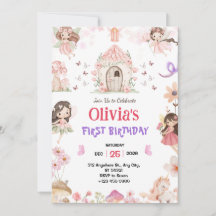Magical Girls Fairy 1st Birthday Invitation