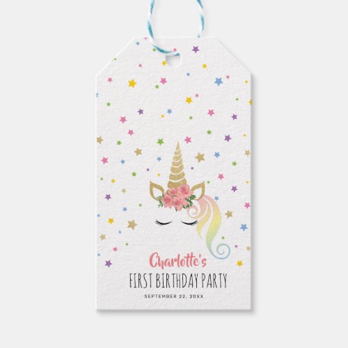 Magical Girly Unicorn  Stars Personalized Gift Tags