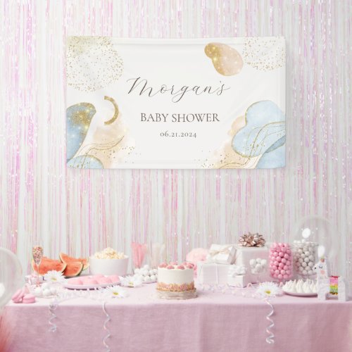 Magical Glitter Abstract Baby Shower Monogram Banner