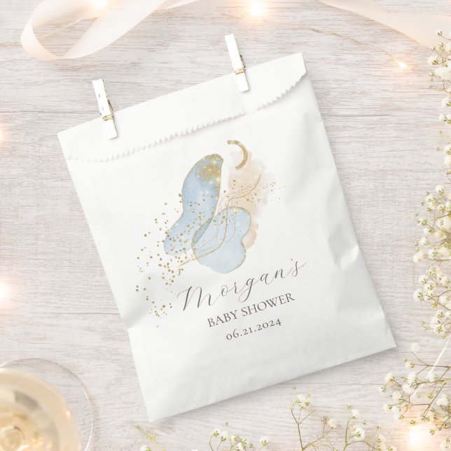 Magical Glitter Abstract Baby Shower Monogram Favor Bag (Clipped)