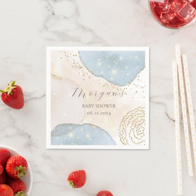 Magical Glitter Abstract Baby Shower Monogram Napkins (Insitu)