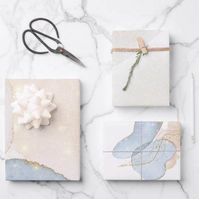 Magical Glitter Abstract Baby Shower Wrapping Paper Sheets (Front)