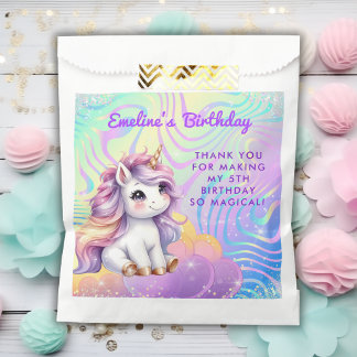 Magical Glitter Cute Unicorn Birthday Favor Bag