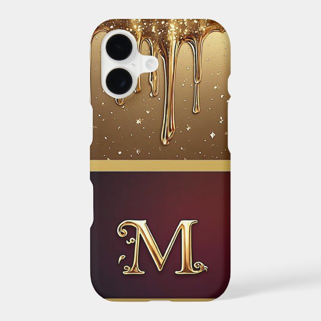 💎 Magical Glitter M Monogram Dripping Luxe iPhone Case (Back)