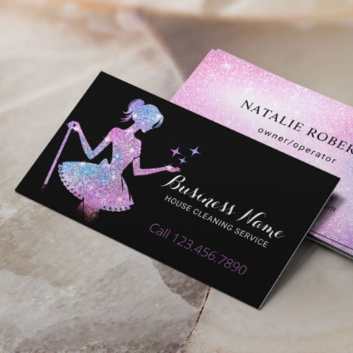 Magical Glitter Maid House Cleaning Service Business Card