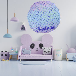 Magical Glitter Pastel Purple Mermaid Scales Round Pillow
