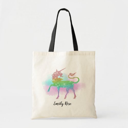 Magical Glitter Sparkle Unicorn Personalized  Tote Bag