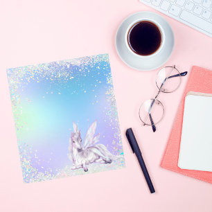 Magical Glitter White Unicorn  Notepad