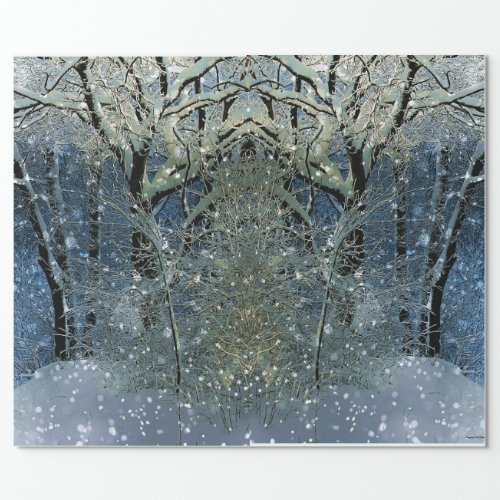 Magical Glittering Winter Wonderland Snowy Forest Wrapping Paper