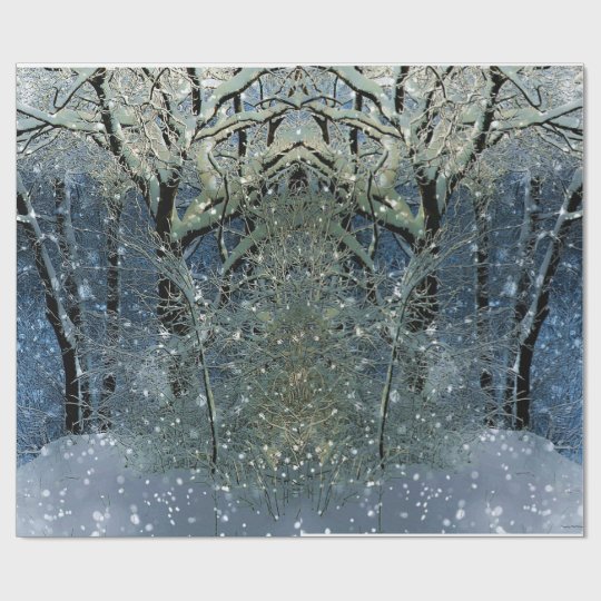 Magical Glittering Winter Wonderland Snowy Forest Wrapping Paper