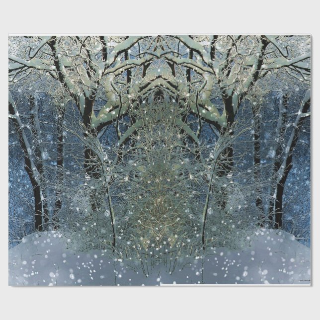 Magical Glittering Winter Wonderland Snowy Forest Wrapping Paper (Flat)