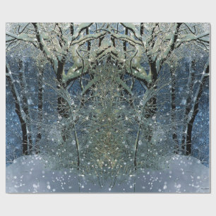 Magical Glittering Winter Wonderland Snowy Forest Wrapping Paper